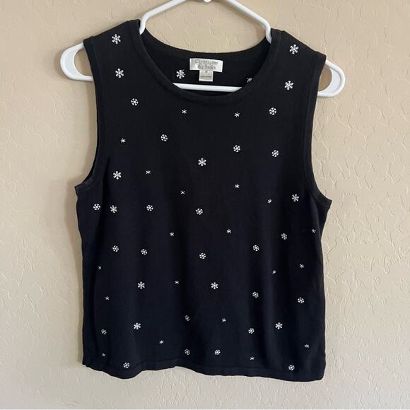 SET of black knit snowflake cardigan sweater and tank top from Christopher&Banks - Picture 3 of 8